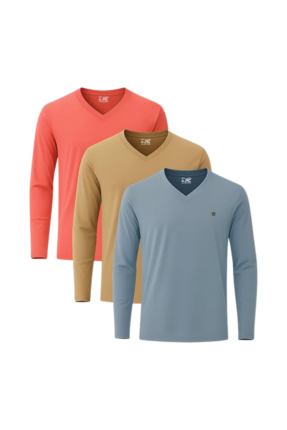 Pack Of 3 Mens Long Sleeve V-Neck