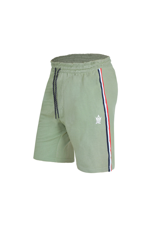 Men's olive gym shorts with strap detail
