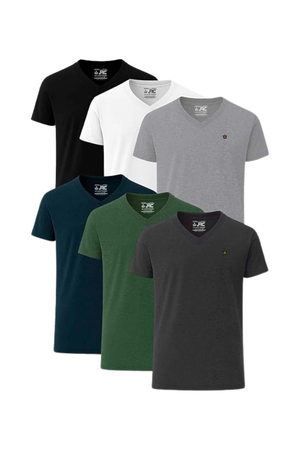 JRC Pack Of 6 Men V-Neck Short Sleeve T-Shirts