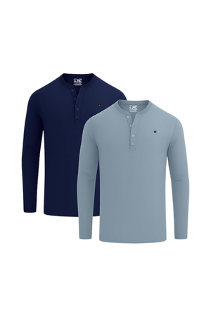 JRC 2 Pack Mens Long Sleeve Henley Shirts