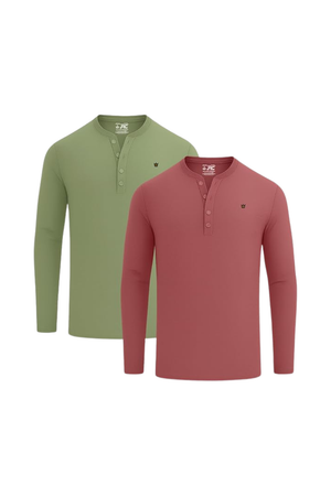 JRC 2 Pack Mens Long Sleeve Henley Shirts