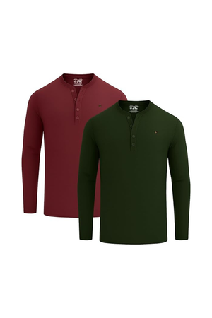 JRC 2 Pack Mens Long Sleeve Henley Shirts