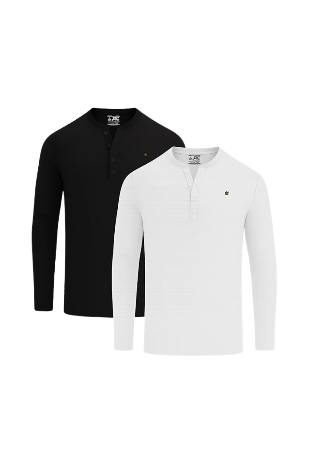 Men's long sleeve Henley shirts pack of 2 - front view - JRC UK