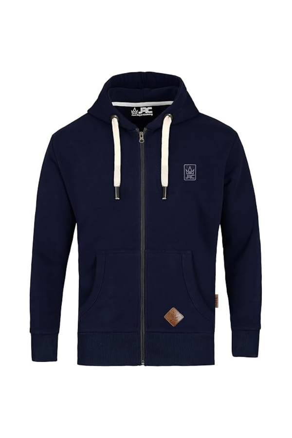 Men's navy full zip fleece hoodie - front view - JRC UK