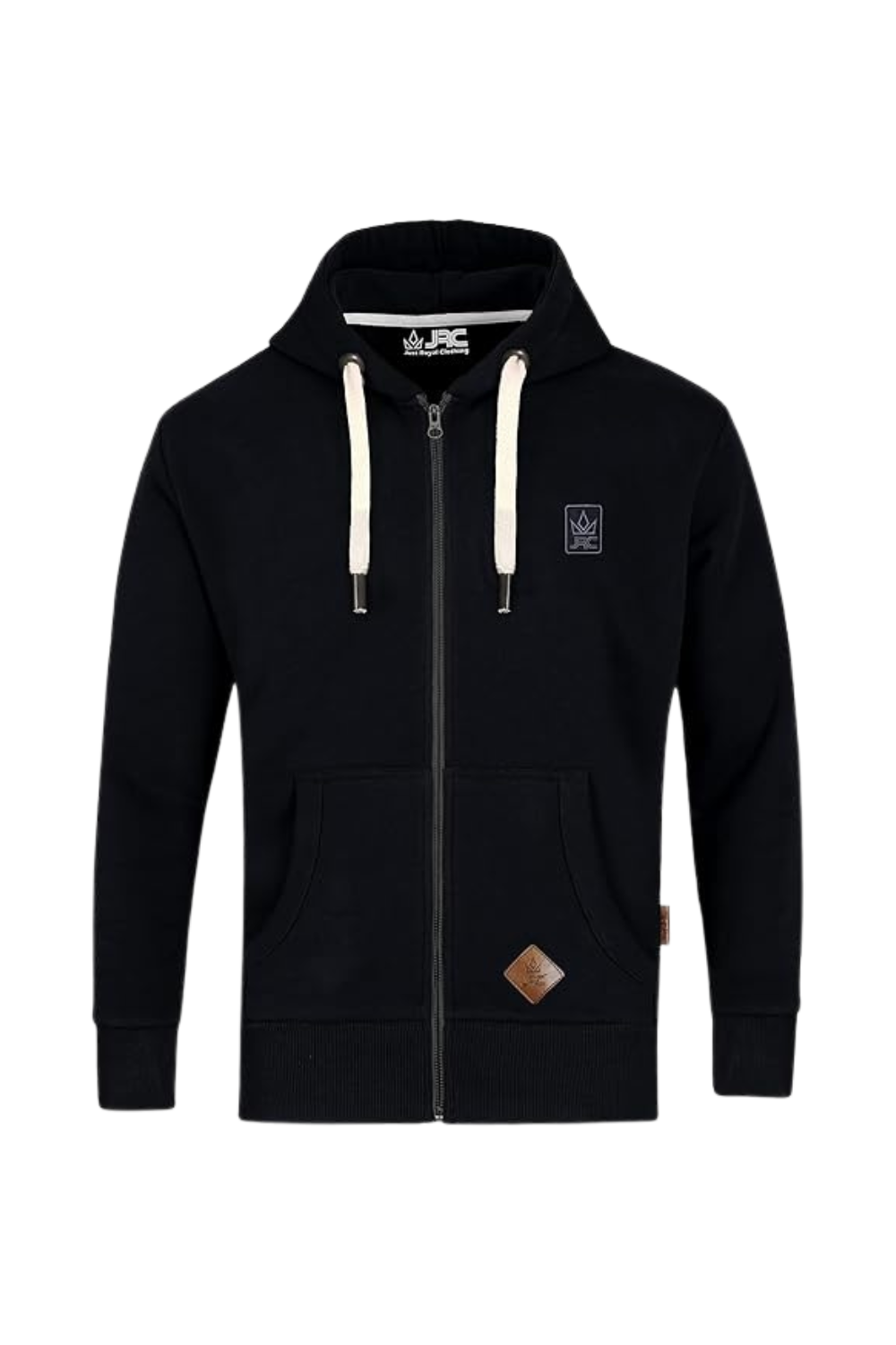 Men's black full zip fleece hoodie - front view - JRC UK