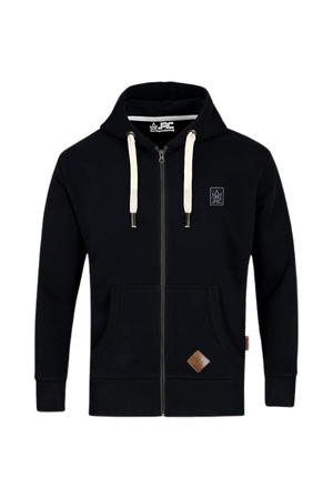 Men's black full zip fleece hoodie - front view - JRC UK