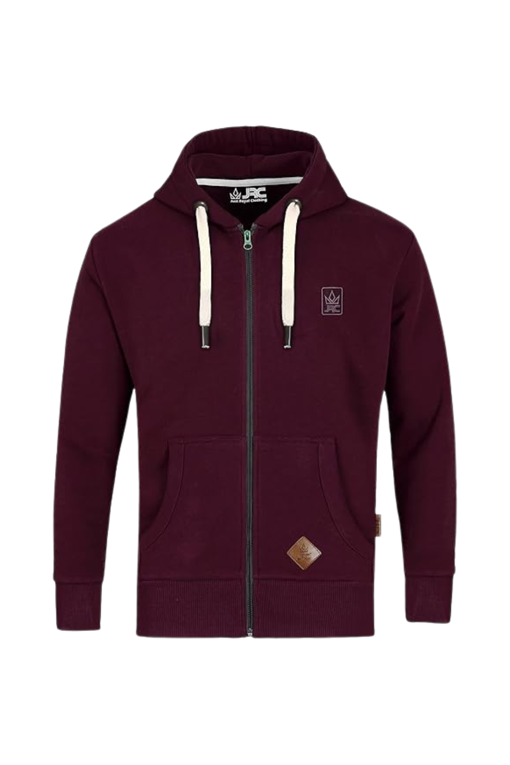 Men's maroon full zip fleece hoodie - front view - JRC UK