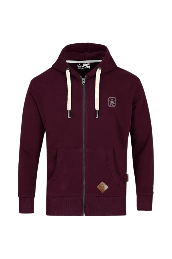 Men's maroon full zip fleece hoodie - front view - JRC UK