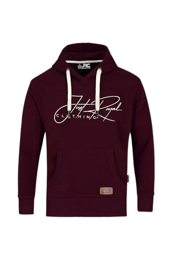 Men's maroon henley pullover fleece hoodie - front view - JRC UK