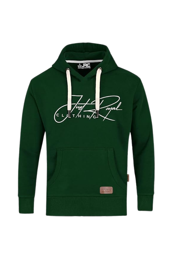 Men's green henley pullover fleece hoodie - front view - JRC UK
