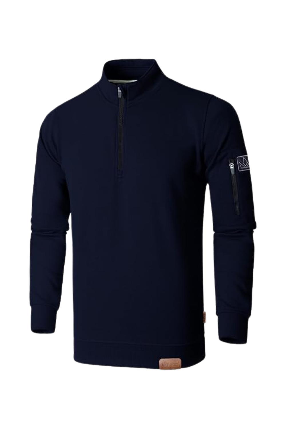 Men's Navy Quarter Zip Mock Neck Fleece Jumper | JRC UK