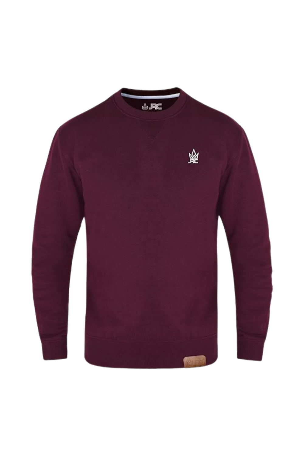 Men's maroon fleece crewneck sweatshirt - front view - JRC UK