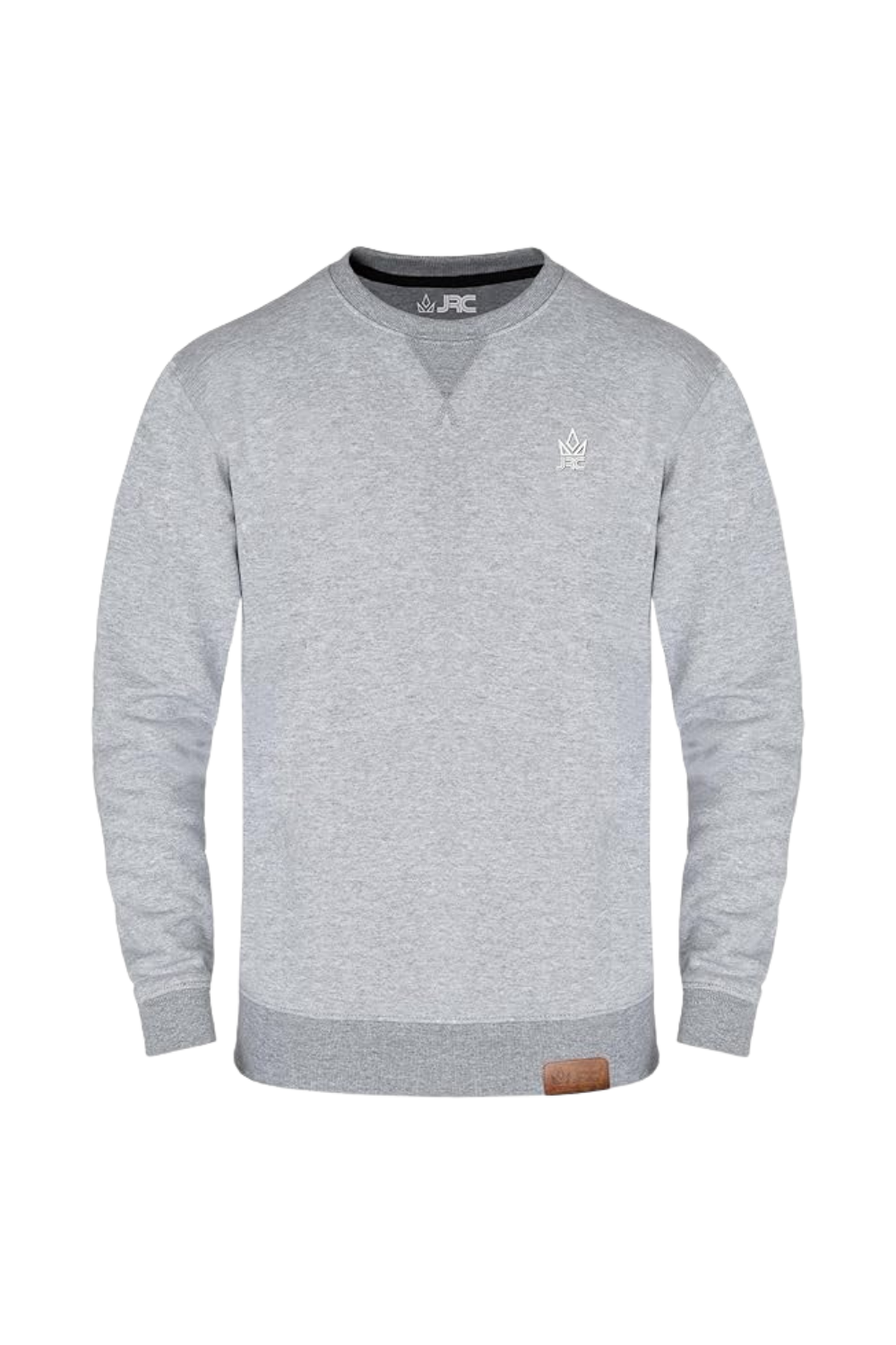Men's grey fleece crewneck sweatshirt - front view - JRC UK
