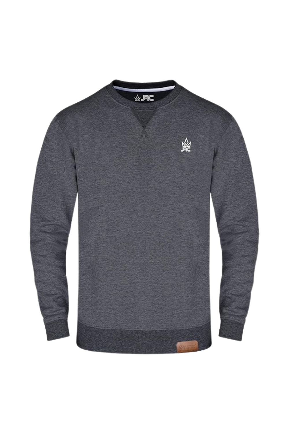 Men's charcoal fleece crewneck sweatshirt - front view - JRC UK