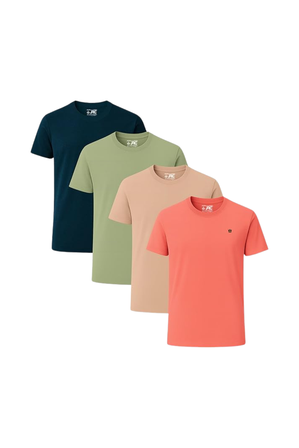 Men's short sleeve crewneck t-shirts pack of 4 - front view - JRC UK