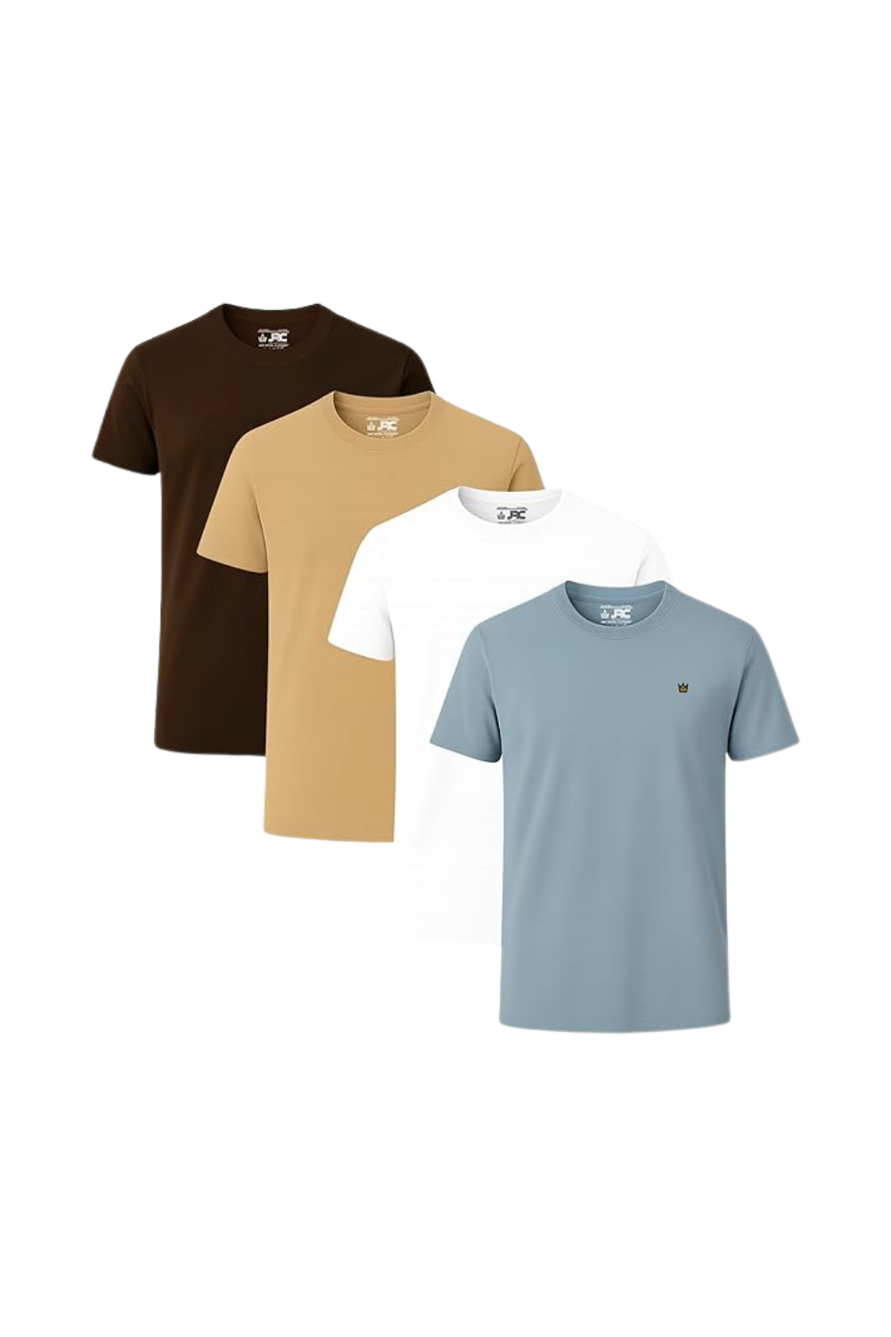 Men's short sleeve crewneck t-shirts pack of 4 - front view - JRC UK