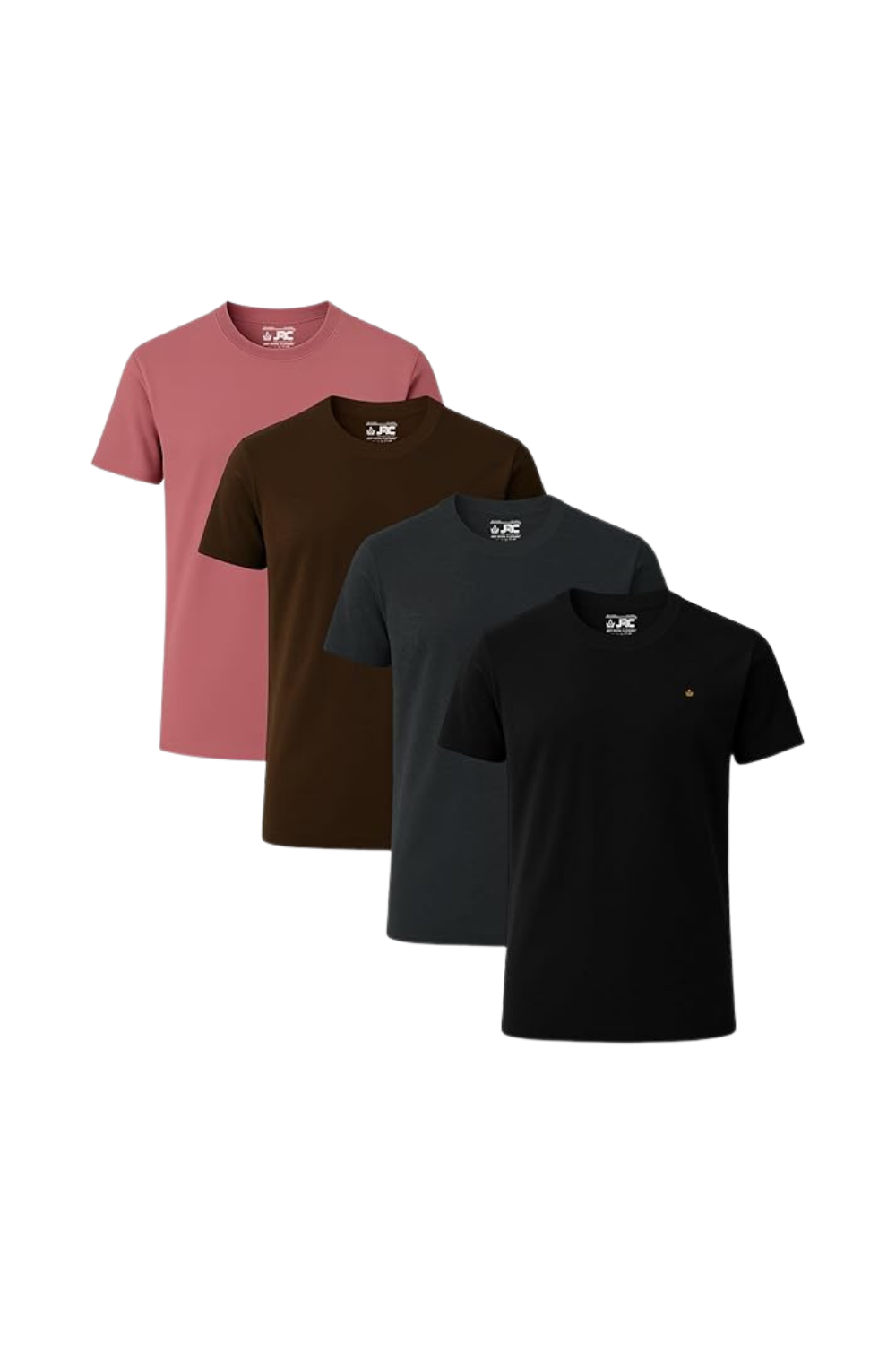 Men's short sleeve crewneck t-shirts pack of 4 - front view - JRC UK