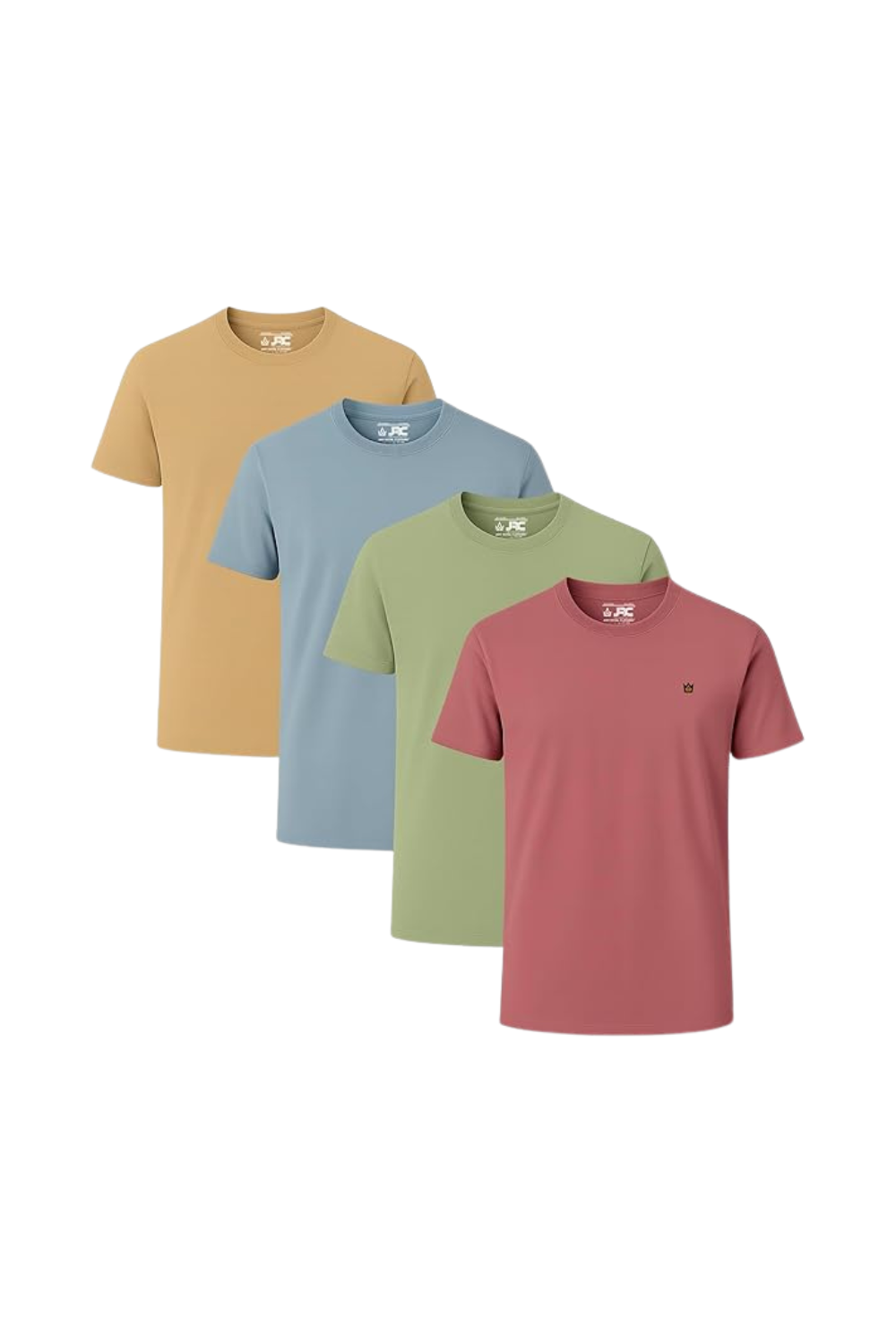 Men's short sleeve crewneck t-shirts pack of 4 - front view - JRC UK