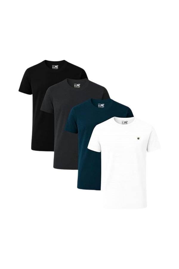 Men's short sleeve crewneck t-shirts pack of 4 - front view - JRC UK