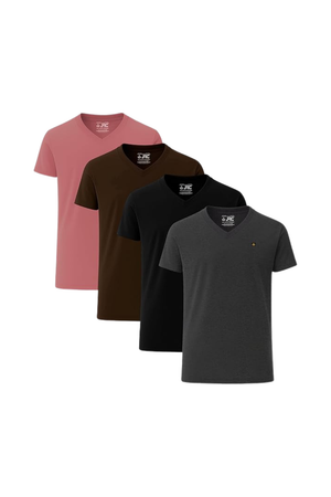 JRC Pack of 4 Mens Short Sleeve V-Neck T-Shirts
