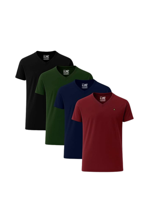 JRC Pack of 4 Mens Short Sleeve V-Neck T-Shirts