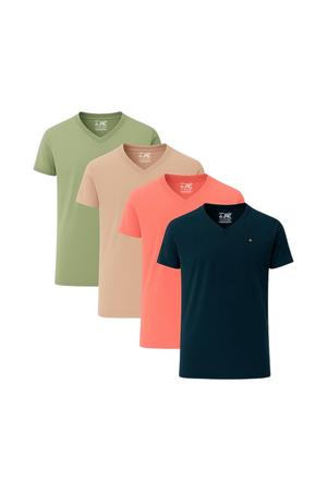 JRC Pack of 4 Mens Short Sleeve V-Neck T-Shirts