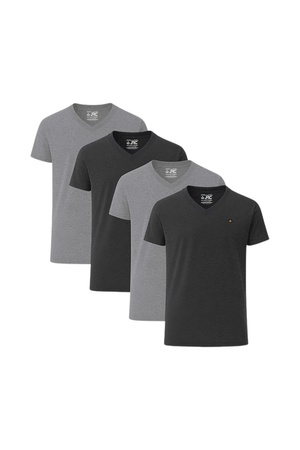 JRC Pack of 4 Mens Short Sleeve V-Neck T-Shirts