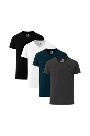 JRC Pack of 4 Mens Short Sleeve V-Neck T-Shirts