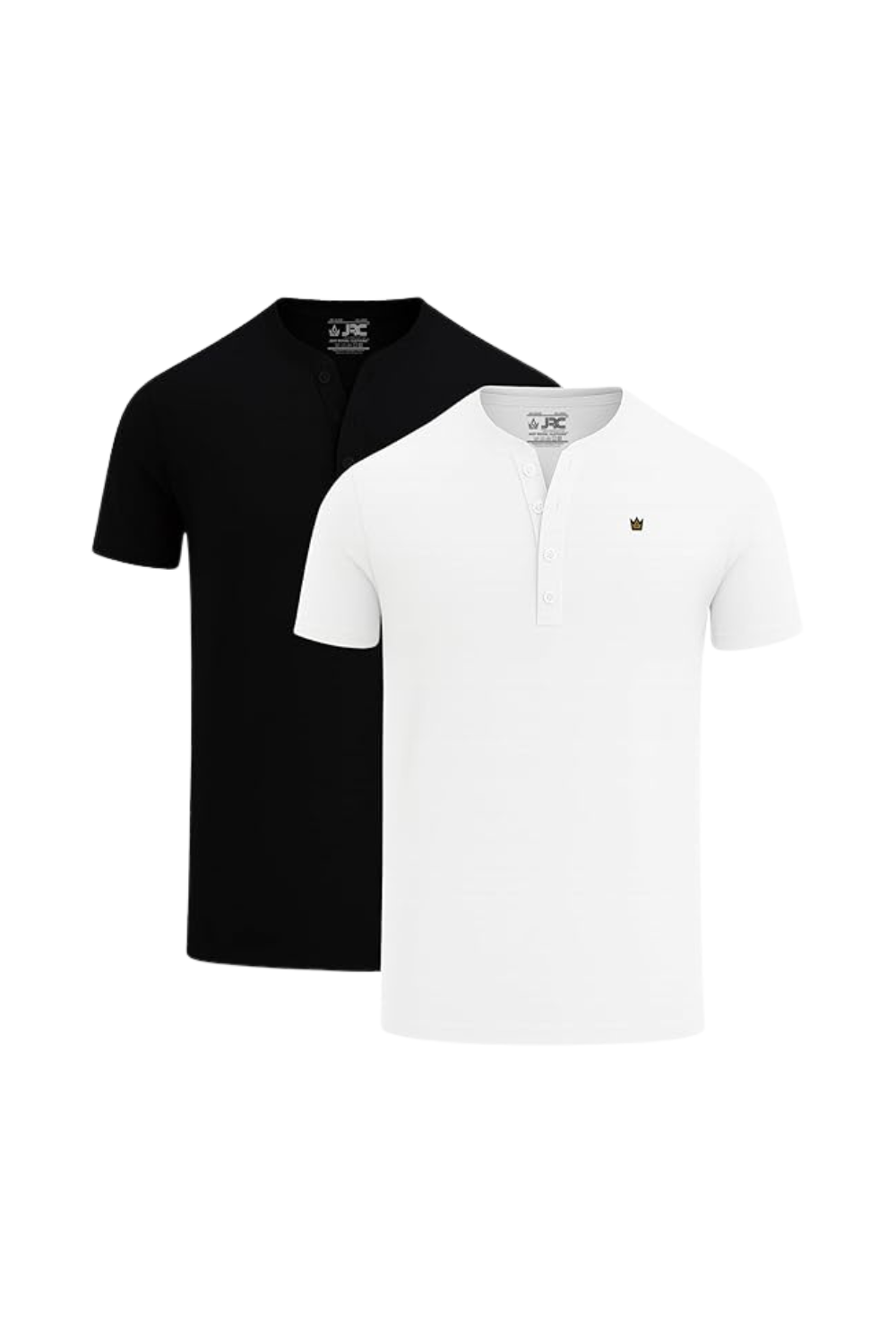 Men's short sleeve Henley t-shirts pack of 2 - front view - JRC UK