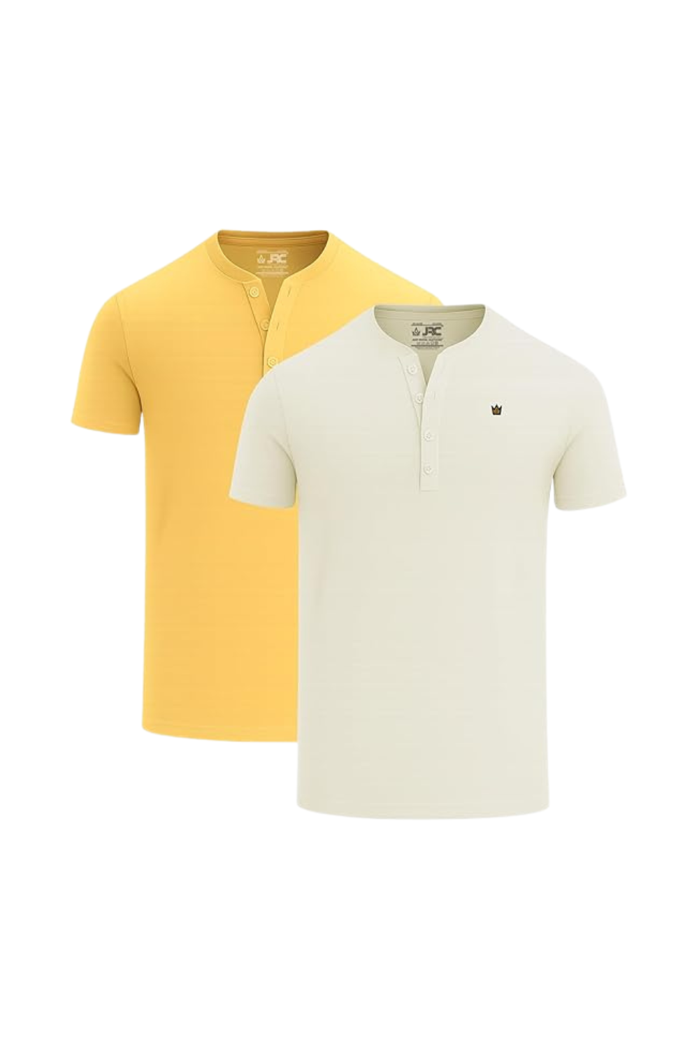 Men's short sleeve Henley t-shirts pack of 2 - front view - JRC UK