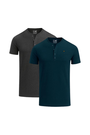 JRC 2 Pack Mens Short Sleeve Henley T-Shirts