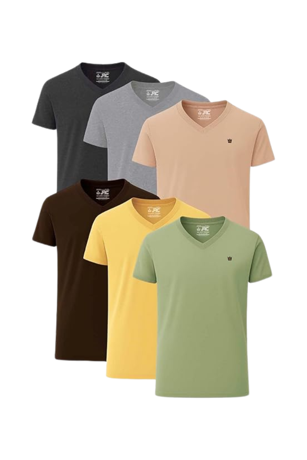 JRC Pack Of 6 Men V-Neck Short Sleeve T-Shirts