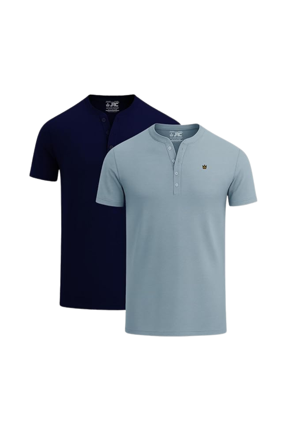 Men's short sleeve Henley t-shirts pack of 2 - front view - JRC UK