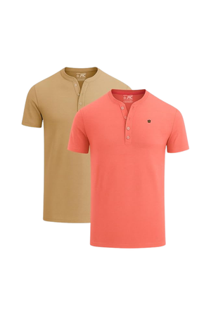 JRC 2 Pack Mens Short Sleeve Henley T-Shirts