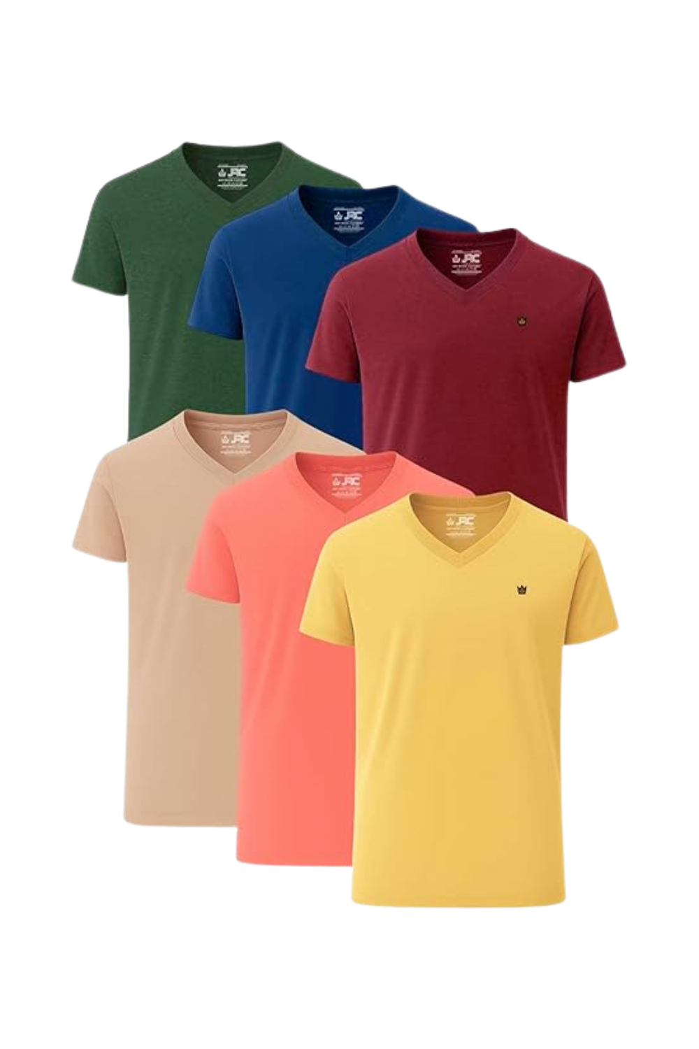 JRC Pack Of 6 Men V-Neck Short Sleeve T-Shirts