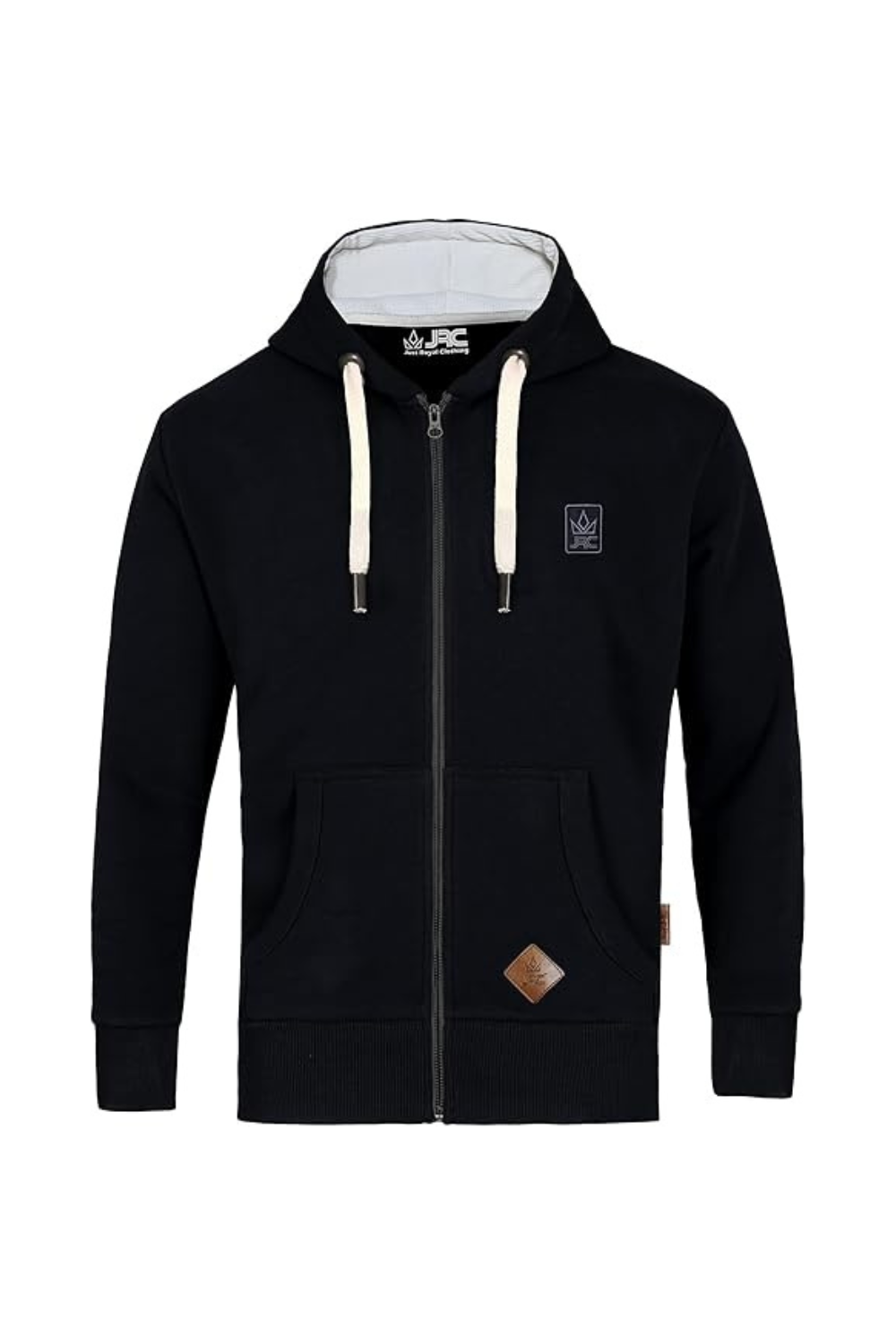Men's black thermal lined zip hoodie - front view - JRC UK