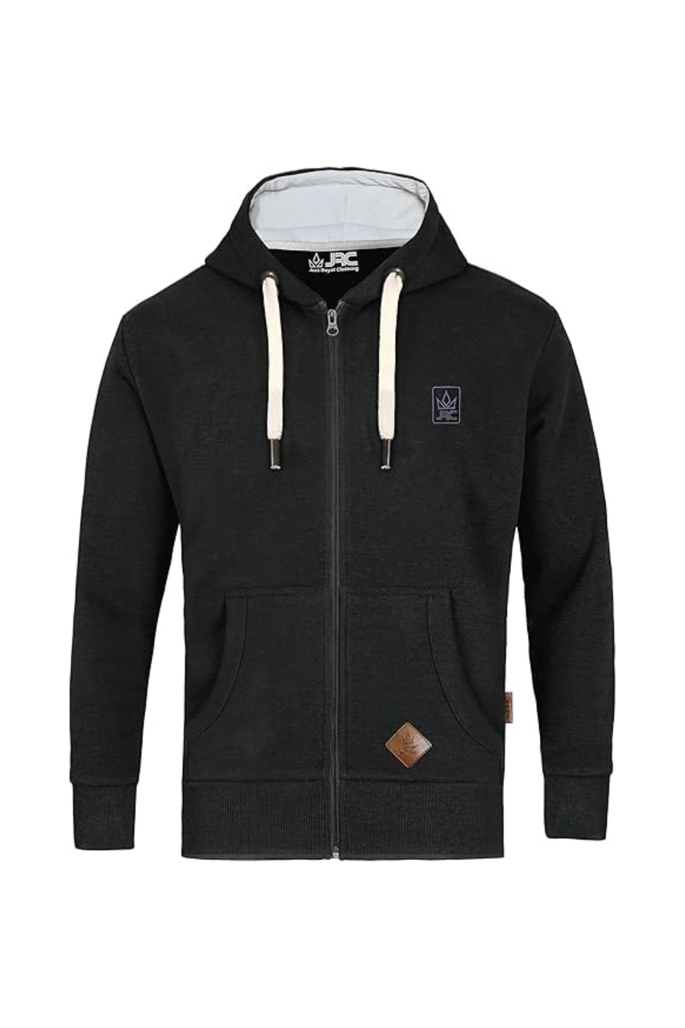 Men's charcoal thermal lined zip hoodie - front view - JRC UK
