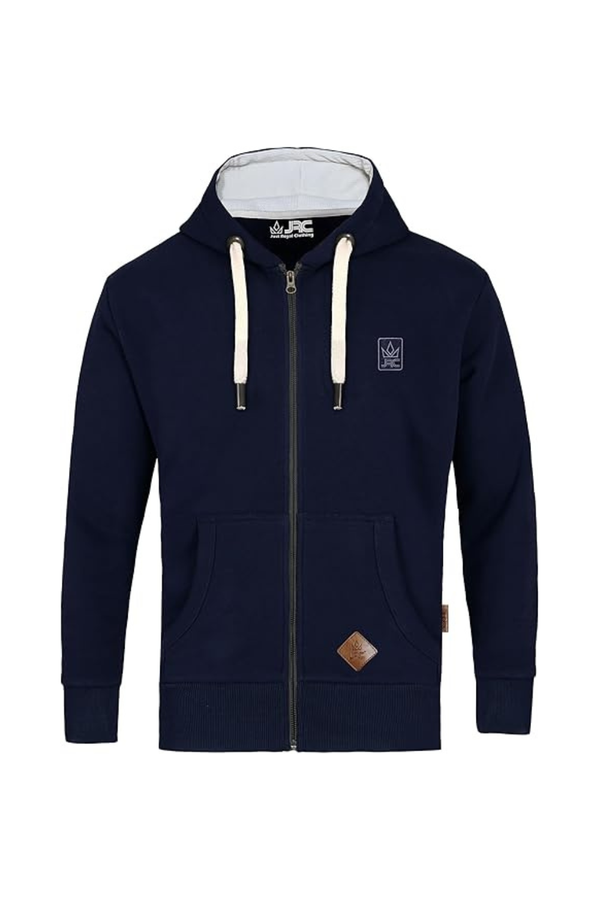 Men's navy thermal lined zip hoodie - front view - JRC UK