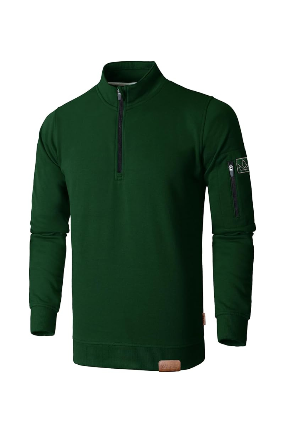 Men's green quarter zip mock neck fleece jumper - front view - JRC UK