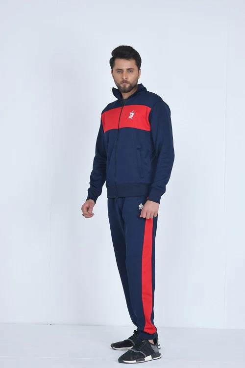 Mens Full Zip Two Tone Contrast Navy Tracksuit