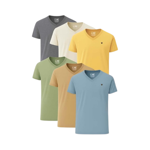 JRC Pack Of 6 Mens V-Neck Short Sleeve T-Shirts