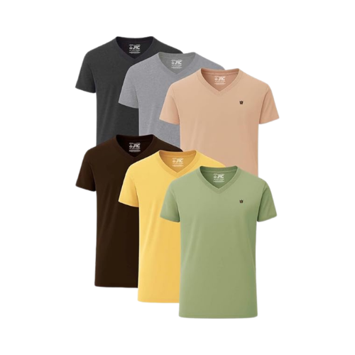 JRC Pack Of 6 Mens V-Neck Short Sleeve T-Shirts