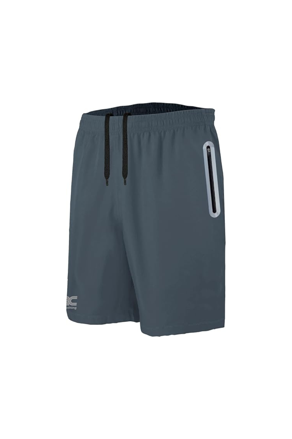Men's dark grey running shorts with zip pockets