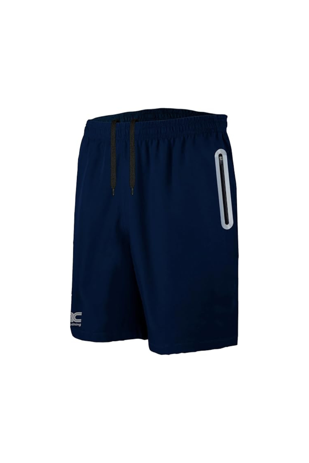 Men's navy running shorts with zip pockets