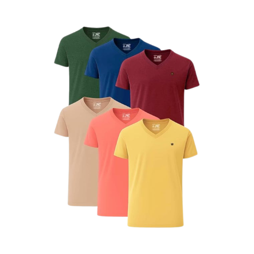 JRC Pack Of 6 Mens V-Neck Short Sleeve T-Shirts