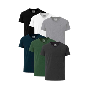 JRC Pack Of 6 Mens V-Neck Short Sleeve T-Shirts